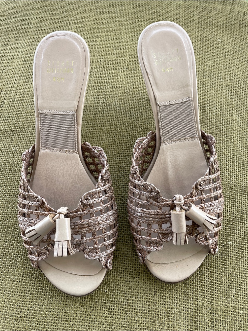 Stringtass Camel Twine Stuart Weitzman Slide Sandals